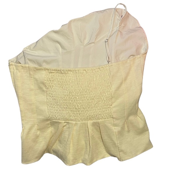 Unbranded Corset Ribbed Butter Yellow Asymmetrical Tube Top - Picture 2 of 3